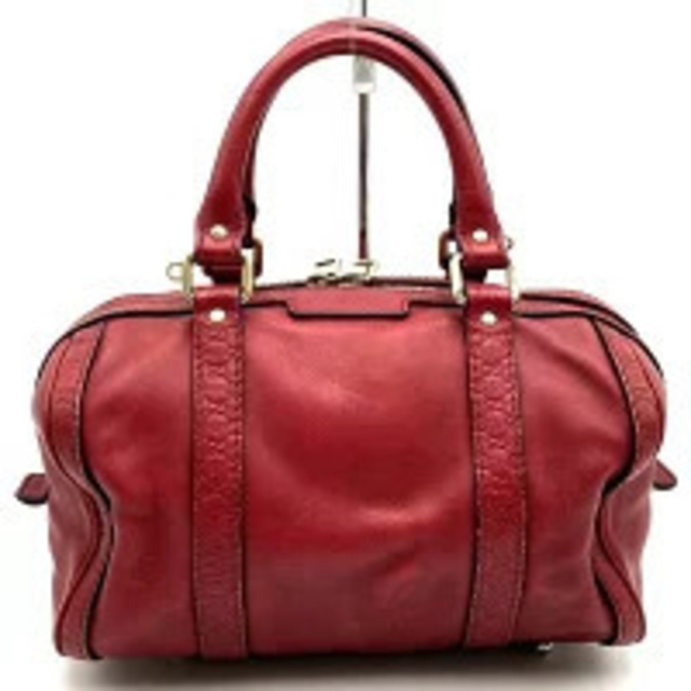 Gucci Boston Bag Handbag Leather Red